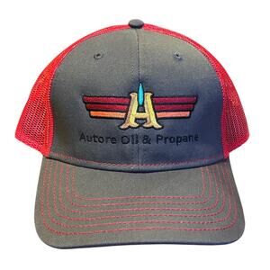 Autore Oil & Propane Trucker Hat Gray Red Snapback Cap Wings Logo